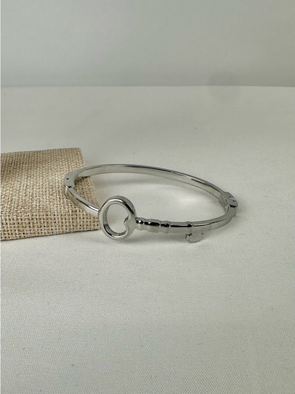 Fossil Bracelet, Silver Plated Key Bracelet, Hinged with Clasp
